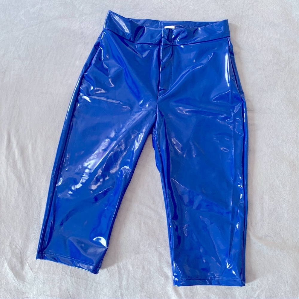 Royal blue Latex capri pants